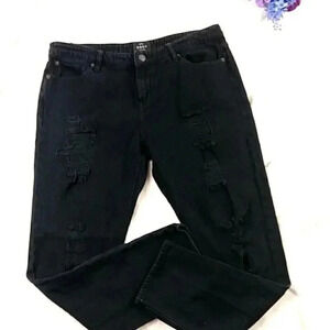 Obey Size 27 Black Distressed Skinny Straight Leg Jeans